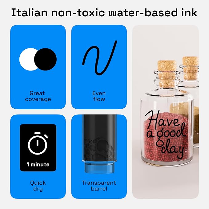 ARTISTRO 2 Black Acrylic Paint Markers - 3mm Medium-Tip Paint Pens - Perfect - Image 4