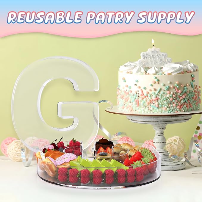 13.8" Extra Large Acrylic Letter Charcuterie Board Box, Reusable Fillable - Image 5