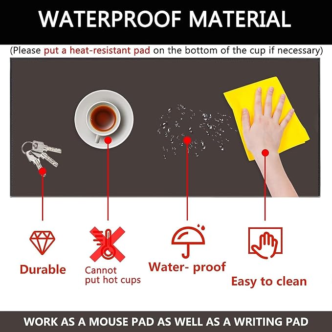 AKOZLIN 31.5"x15.8" Soft PU Leather Surface Office Desk Mouse Mat Pad - Image 4
