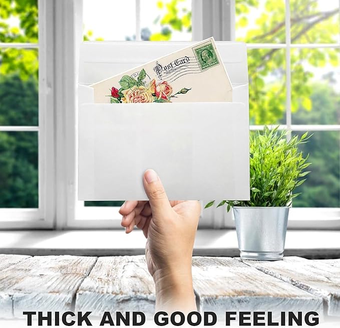 100 Pack 4x6 White A4 Envelopes - Self Seal for Weddings, Invitations, Greeting Cards & Mailing
