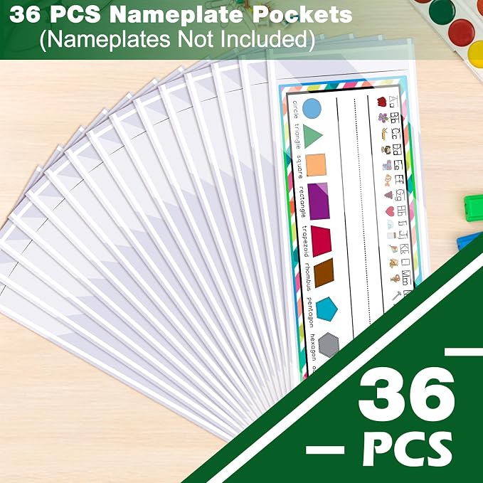 36 PCS Upgraded Nameplate Pocket, 15.3'' x 4.5'' Self Adhesive Desk Nameplates - Image 6