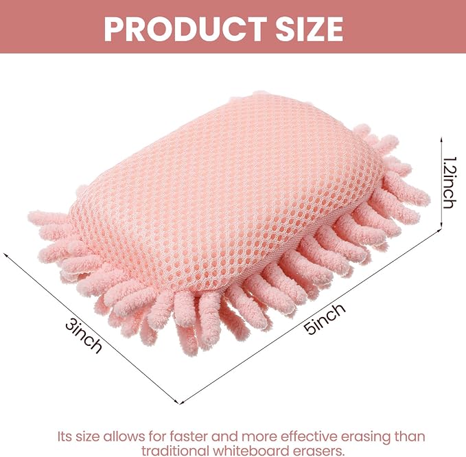 Zonon 6 Pieces Washable Microfiber Shag Dry Erase Board Eraser Microfiber Shag - Image 2