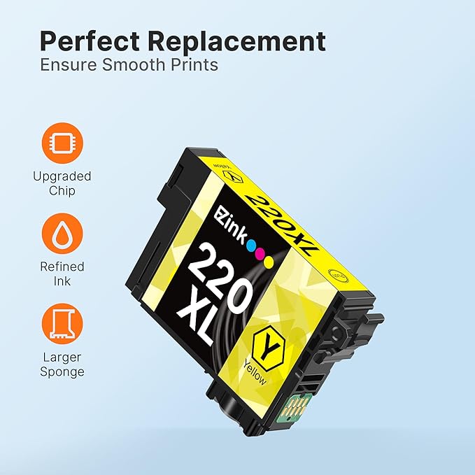 E-Z Ink Remanufactured Ink Cartridge Replacement for Epson 220 XL 220XL T220XL to use with WF-2760 WF-2750 WF-2630 WF-2650 WF-2660 XP-320 XP-420 XP-424(4 Black, 2 Cyan, 2 Magenta, 2 Yellow) 10Pack-DeskLoop Office