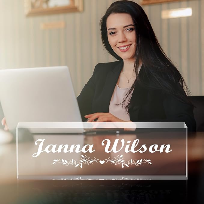 Personalized Desk Name Plate, Custom Acrylic Glass Name Plates - Image 3