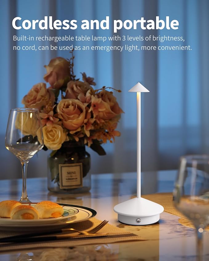 Modern Cordless Table Lamp Set of 2, Portable LED Desk Lamps, 5000mAh - Image 2