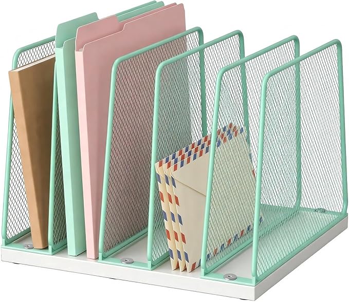 LEKETREE Desk File Organizer, 5-Section Upright File Sorter, Vertical File by Stylishworkspaceeffortlessorganization