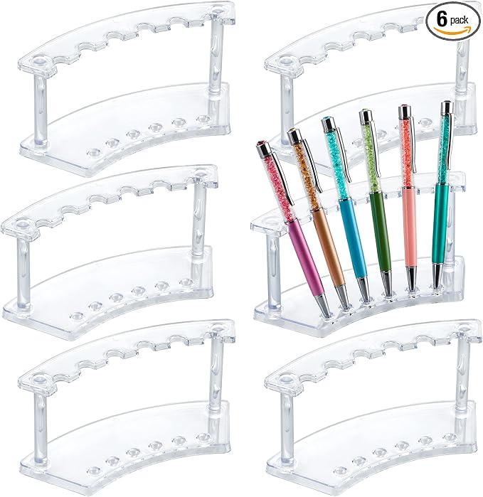 MOLIGOU 6 Pcs Pen Display Stand, 6 Slots Plastic Pen Holder by MOLIGOU