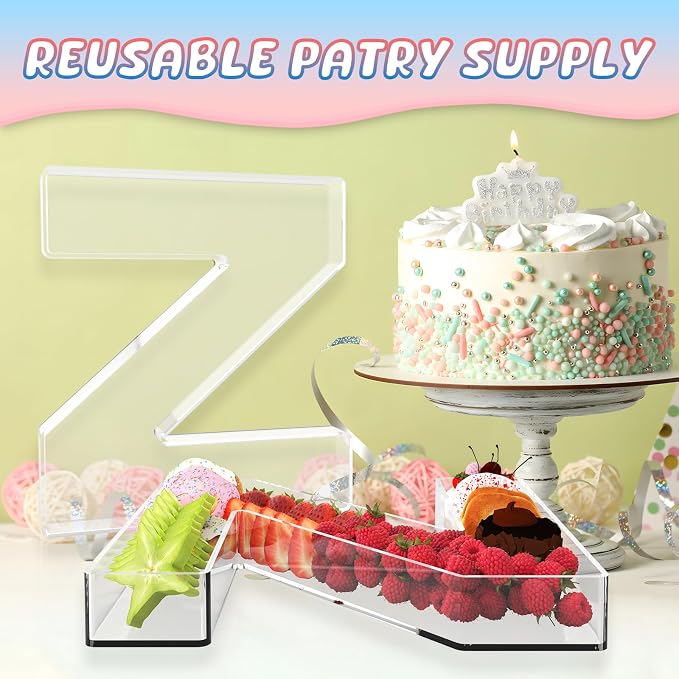 13.8" Extra Large Acrylic Letter Charcuterie Board Box, Reusable Fillable - Image 5
