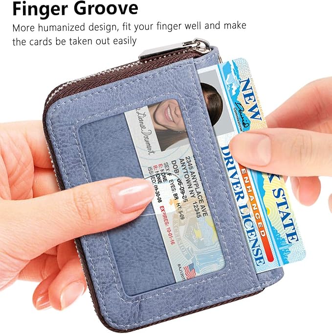 FurArt Zipper Wallet Women, RFID Blocking Credit Card Wallet, Business Card - Image 2