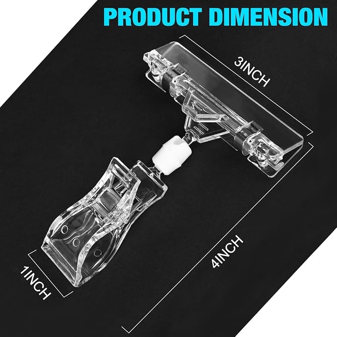 Clear Sign Clips Merchandise Display 12 Pack Plastic Label Pop Clips on Sign - Image 2