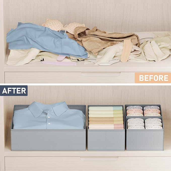 DIMJ Drawer Organizer Clothes Storage - 24 Pack Baby Dresser Organizer for Nursery, Small Fabric Closet Drawer Organizer Bins for Underwears Socks, Foldable Storage Dividers Organization for Bedroom-DeskLoop Office