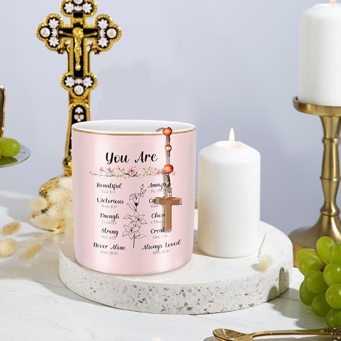 Ceramic Pen Holder for Desk Cute, Pencil Holder Cup, Makeup Brush Holder Pink - Image 2