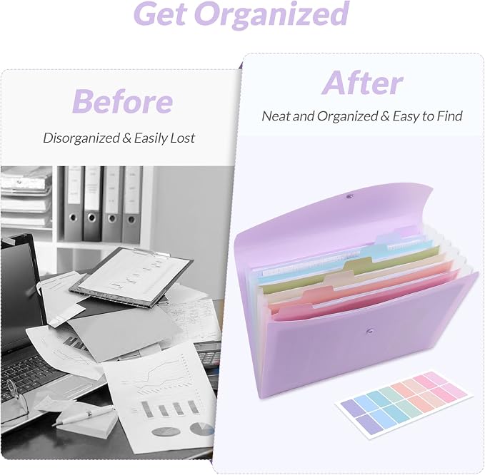 SKYDUE Cute Accordion File Organizer, Expanding File Folder - Image 7