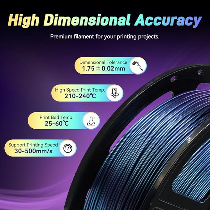 FLASHFORGE Chameleon Gradient Rapid PLA Filament Burnt Titanium & Nebula Purple, High Flow Speedy Filament 1.75mm Max 500mm/s Fast Printing, Displays Shimmering Effects from Various Angles and Light-DeskLoop Office