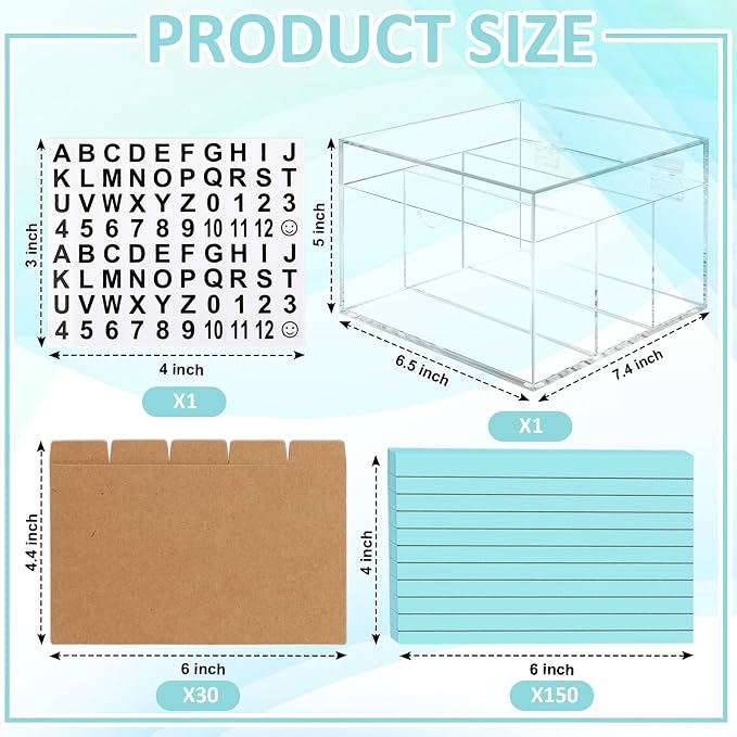 4x6 Index Card Holder Acrylic Index Card Organizer Clear Index Card Box Flash - Image 2