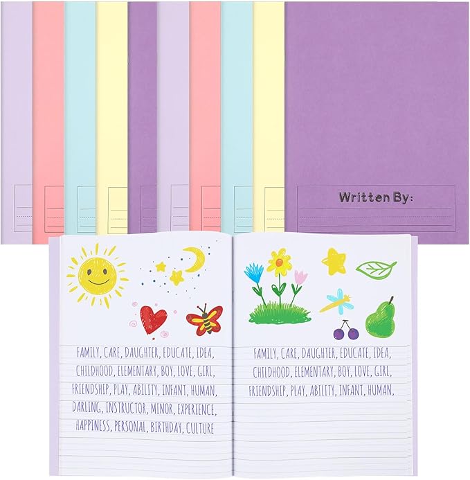 Henoyso 12 Pcs Primary Composition Notebook K-2 9 3/4 x 7 1/2 Inch Primary Journal, Back to School Supplies, Bulk Blank Writing Book for Kid to Write Draw Journal 60 Page Notebooks (Soft Color)-DeskLoop Office