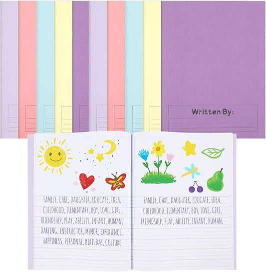Henoyso 12 Pcs Primary Composition Notebook K-2 9 3/4 x 7 1/2 Inch Primary Journal, Back to School Supplies, Bulk Blank Writing Book for Kid to Write Draw Journal 60 Page Notebooks (Soft Color)-DeskLoop Office