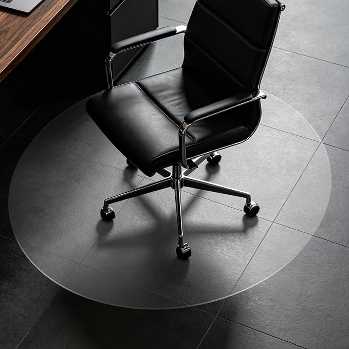 Clear Chair Mat for Hard Floor, Round | Durable Thick PVC, Anti-slip Grip by Labeta