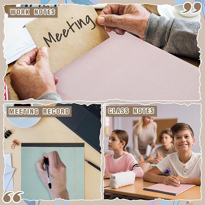 Fuutreo 8 Pcs 8.5'' x 11'' Colored Legal Pad Writing Pads Narrow Ruled 50 Sheets Per Notepad Perforated Writing Notepad Office Supplies for College Office Business (Pastel Color)-DeskLoop Office