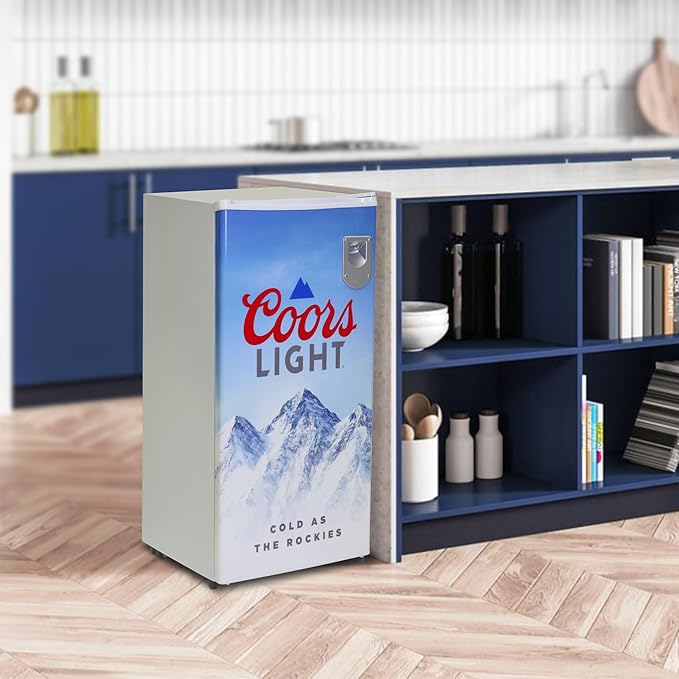 Coors Light Refrigerator - Mini Fridge For Kitchen, Bedroom, Office, Dorms, Cuarto, Cool Storage For Wine, Drink, Beverages, Compact Free Standing, Neveras Pequeñpara, 3.2 Cubic Feet Capacity, White-DeskLoop Office