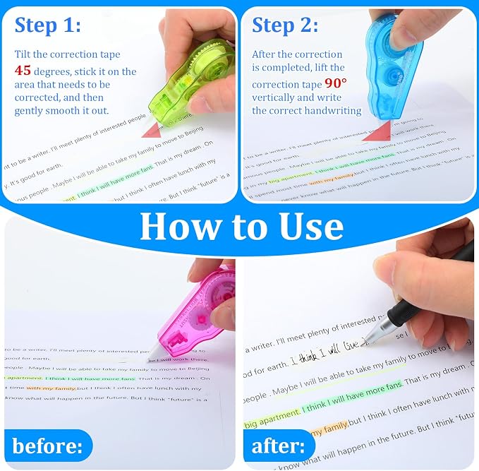 Chivao 60 Pack Mini Correction Tape Bulk Ink Corrector Eraser Tape Set 13.12 ft - Image 4
