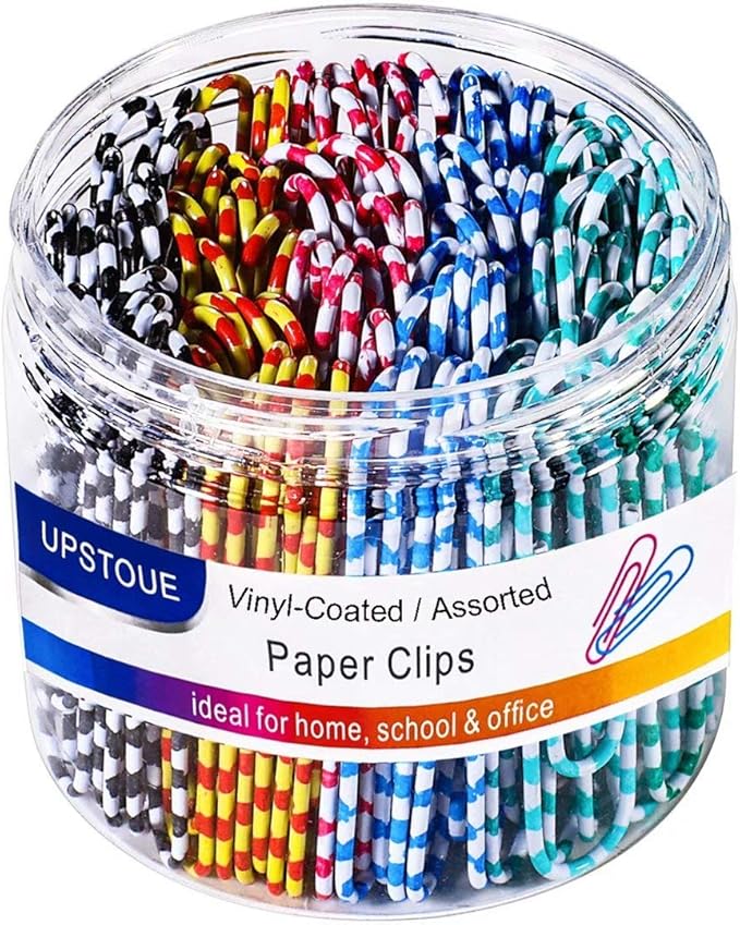 Vinaco Color Stripe Paper Clips, 100 Pack 2 Inch, Durable & Rust Resistant by LightingMadeSimple
