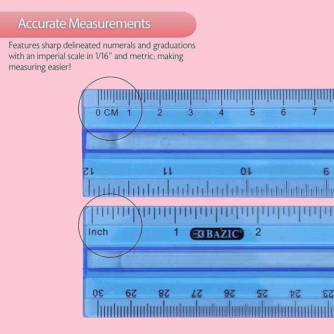 BAZIC Products 12 in Plastic Ruler - Image 3