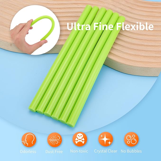 MATUFF Light Green hot Glue Sticks Full Size 0.43” Dia x 8” Long, 52 pcs Hot melt Adhesive Glue Sticks, All-Purpose Colored Glue Gun Sticks for Christmas Decoration Crafts Arts School Repair Bonding-DeskLoop Office