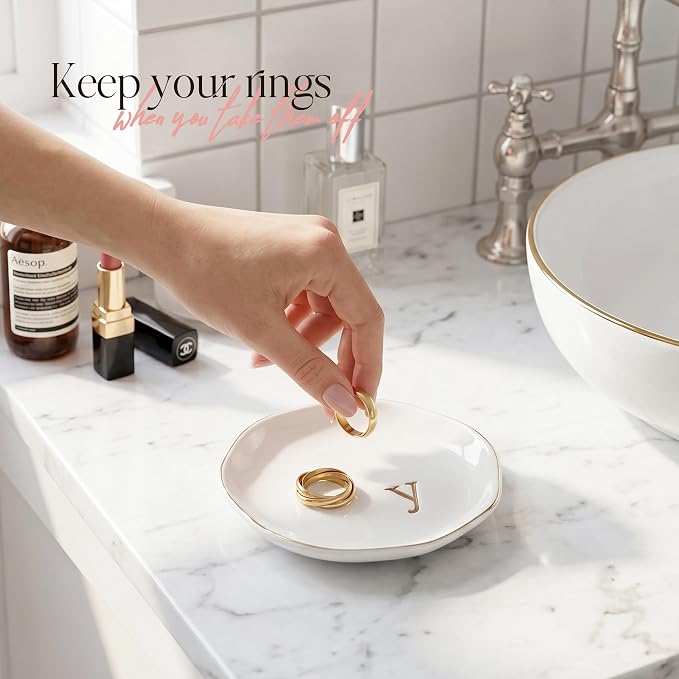 Ceramic Jewelry Tray, Personalized Initial Jewelry Dish - Image 5