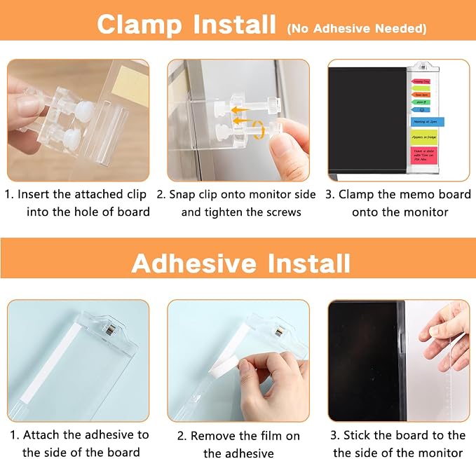 Monitor Memo Boards for Computer, Whole Transparent 2 Pack Multifunction - Image 5