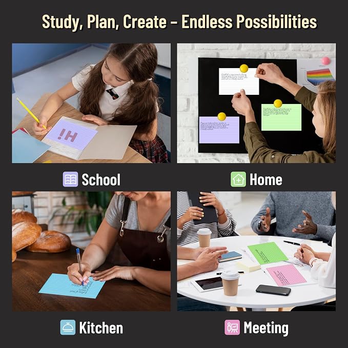200 Pcs Colored Index Cards 4 x 6 Inch Ruled Index Cards, College Ruled Flash - Image 7