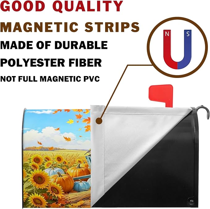Fall Pumpkin Mailbox Covers Magnetic Standard Size Thanksgiving Sunflower - Image 3