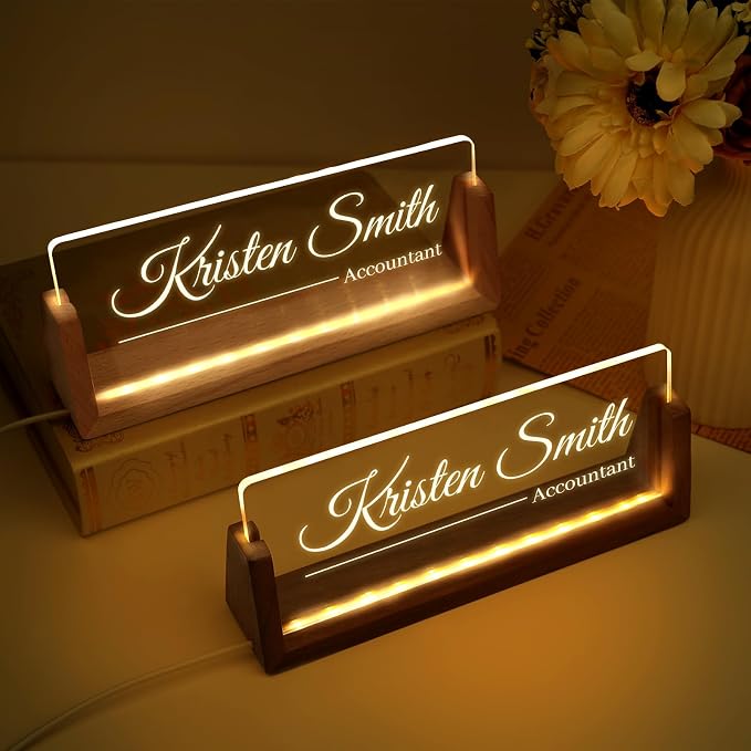 Custom Name Plate for Desk, Personalized Light Up Acrylic Desk Name Plate - Image 5