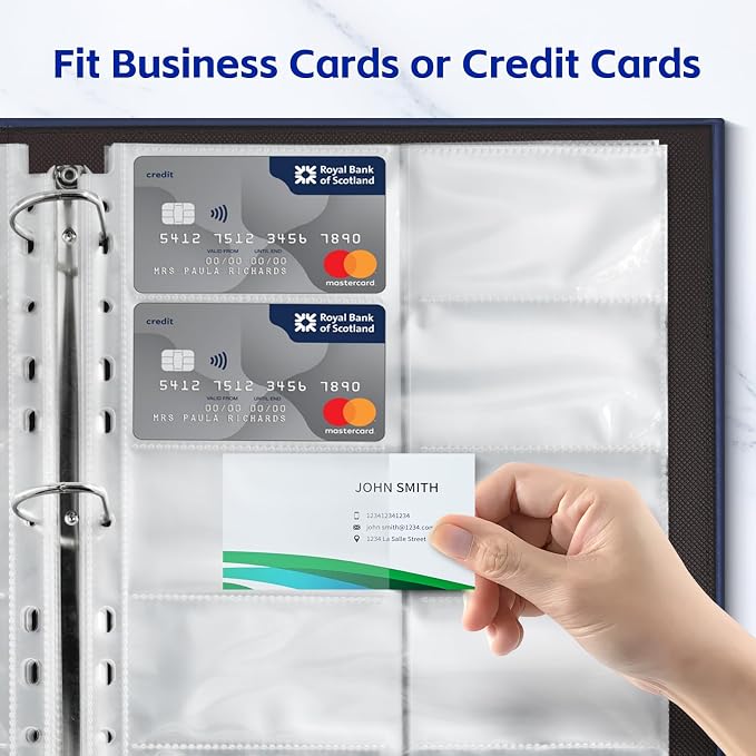 BYSTER 30 Pack 600 Pockets Business Card Sleeves Binder Sheets, Ultra-Clear - Image 3