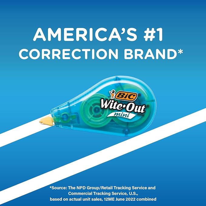 BIC Wite-Out Brand Mini Correction Tape, 16.4 Feet, 12-Count Pack of White - Image 6