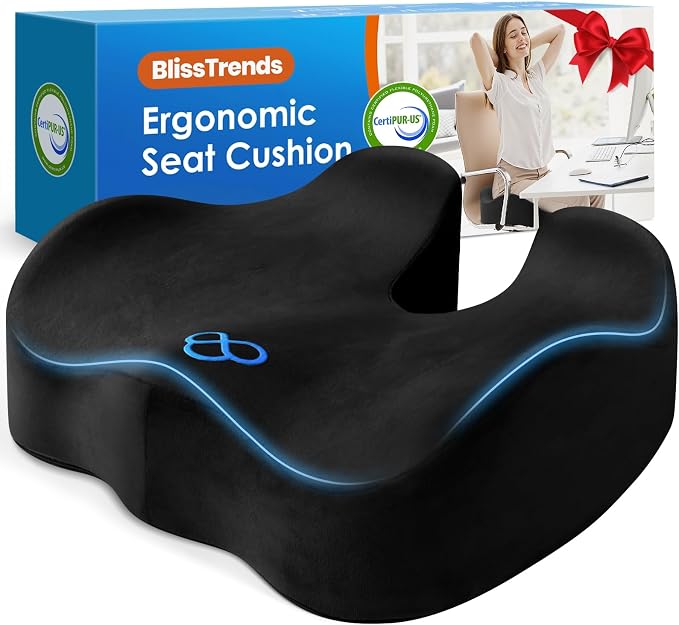 BlissTrends Seat Cushion with Velvet Cover, Thick Memory Foam Cushions by BlissTrends
