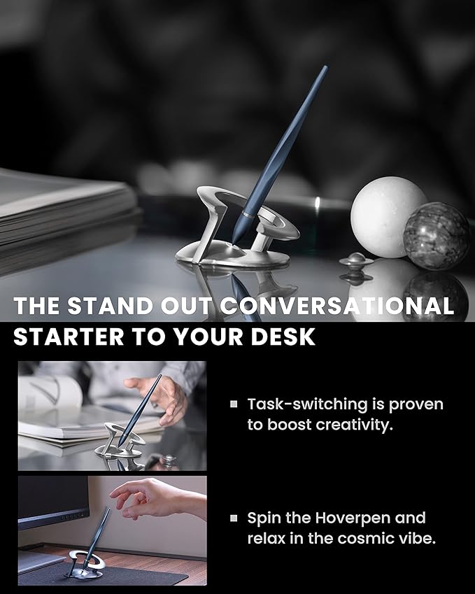 novium Hoverpen Interstellar - Futuristic Luxury Pen Made With Aerospace Alloys, Unique Aesthetic, Free Spinning Executive Pen, Gifts for Men & Women (Neptune Blue)-DeskLoop Office