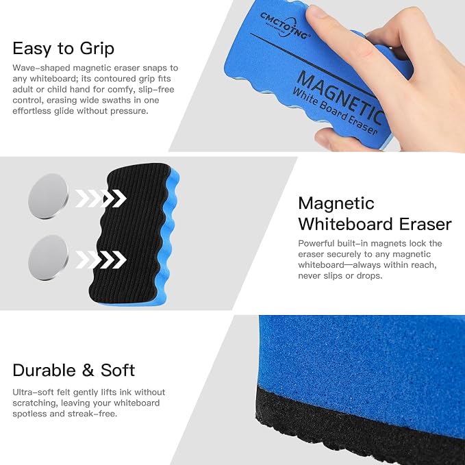 8Pcs Magnetic Dry Erase Foam Eraser - Image 4