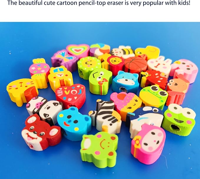 35PCS Fun Animal Fruit Pencil Topper Erasers - Image 4