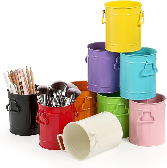 Noamus 9 Pack Metal Pen Holder, Mini Pencil Bucket - Image 10