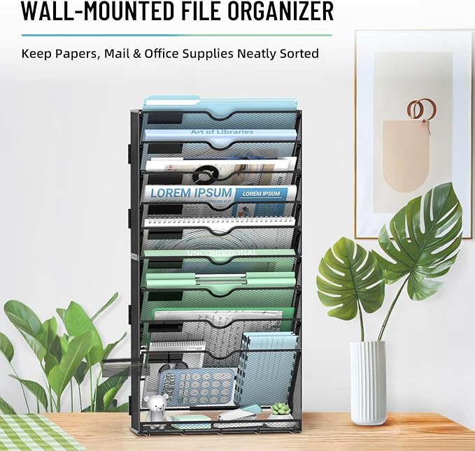 SUPEASY Wall File Organizer, 10 Tier Hanging File Organizer - Image 6