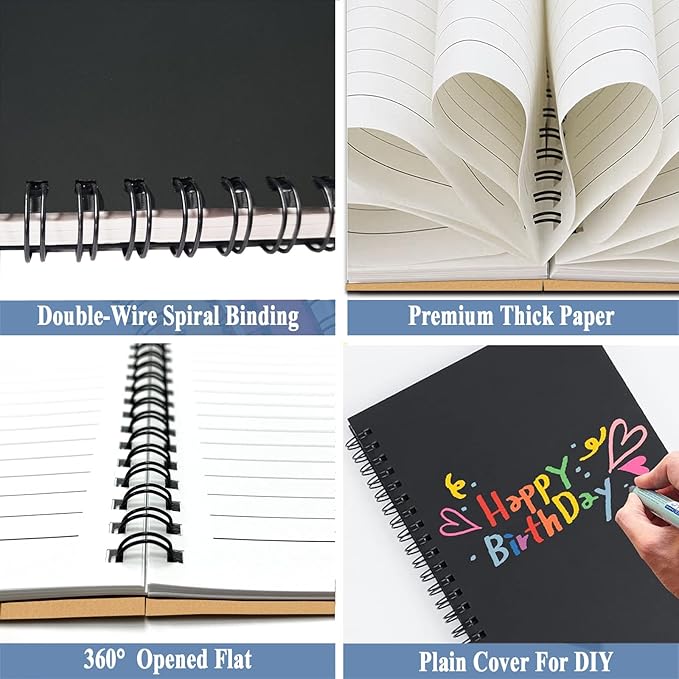 GINMLYDA Small Spiral Notebook A5, 2Pack 120 Lined Pages 8.25x5.5 Inches Spiral Journal Kraft Cover Notebooks & Writing Pads for School Home Office Aesthetic Sketch Drawing Note-DeskLoop Office