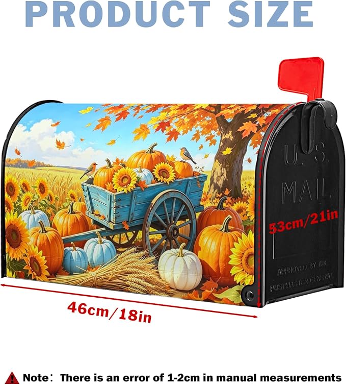 Fall Pumpkin Mailbox Covers Magnetic Standard Size Thanksgiving Sunflower - Image 4