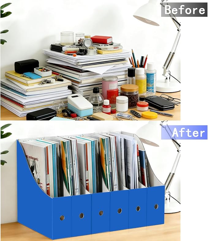 Limitliho 12 Pack Blue Cardboard Magazine Holder - Image 6