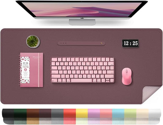 Leather Desk Pad Protector, Desk Mat, Large Mouse Pad, Non-Slip Desk Blotter by BLESWIN