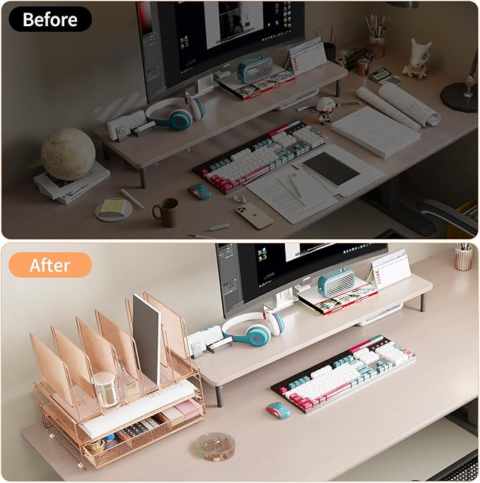 LEKETREE Rose Gold Desk Organizer, Office Organization - Image 4