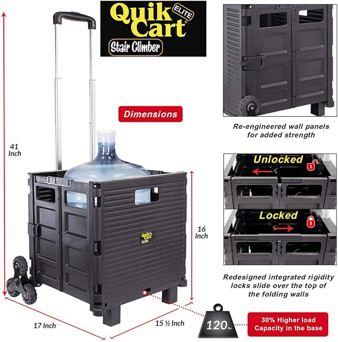 dbest products Quik Cart Elite Stair Climber Wheeled Rolling Crate Teacher - Image 4