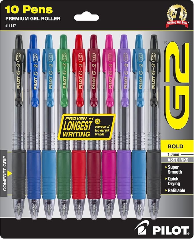 Pilot G2 Premium Retractable Gel-Ink Rolling Ball Pens, Bold Point, 1.0 Gel Pens - Image 3