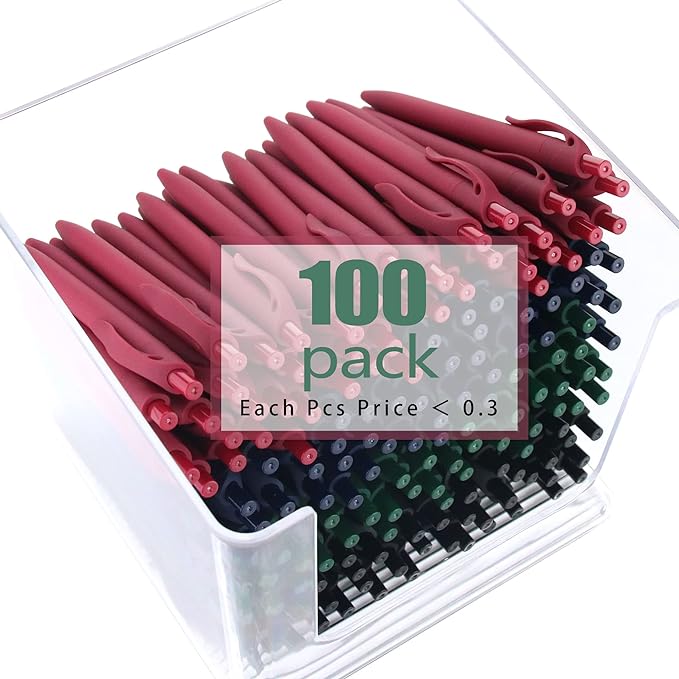 deegtran Pens Bulk, 100 Pack No Bleed Click Black Pens, Retractable Ballpoint - Image 3