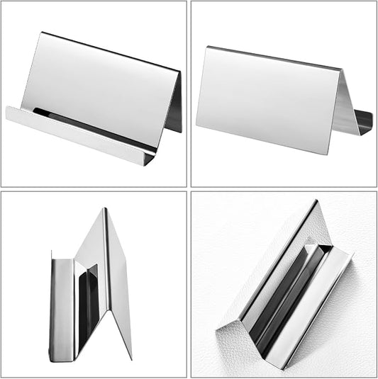 Maxdot 2 Pack Stainless Steel Business Cards Holders Desktop Credit Name Card - Image 2